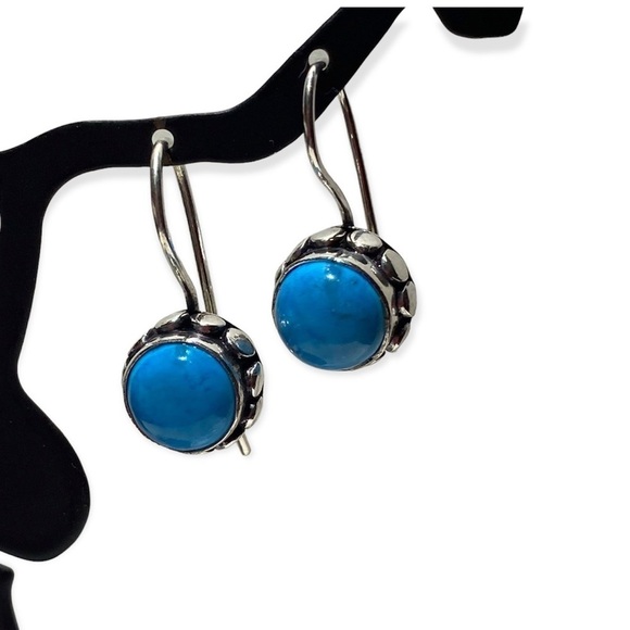 Turquoise Sterling Silver Plated Earrings Vintage Style - Picture 1 of 2
